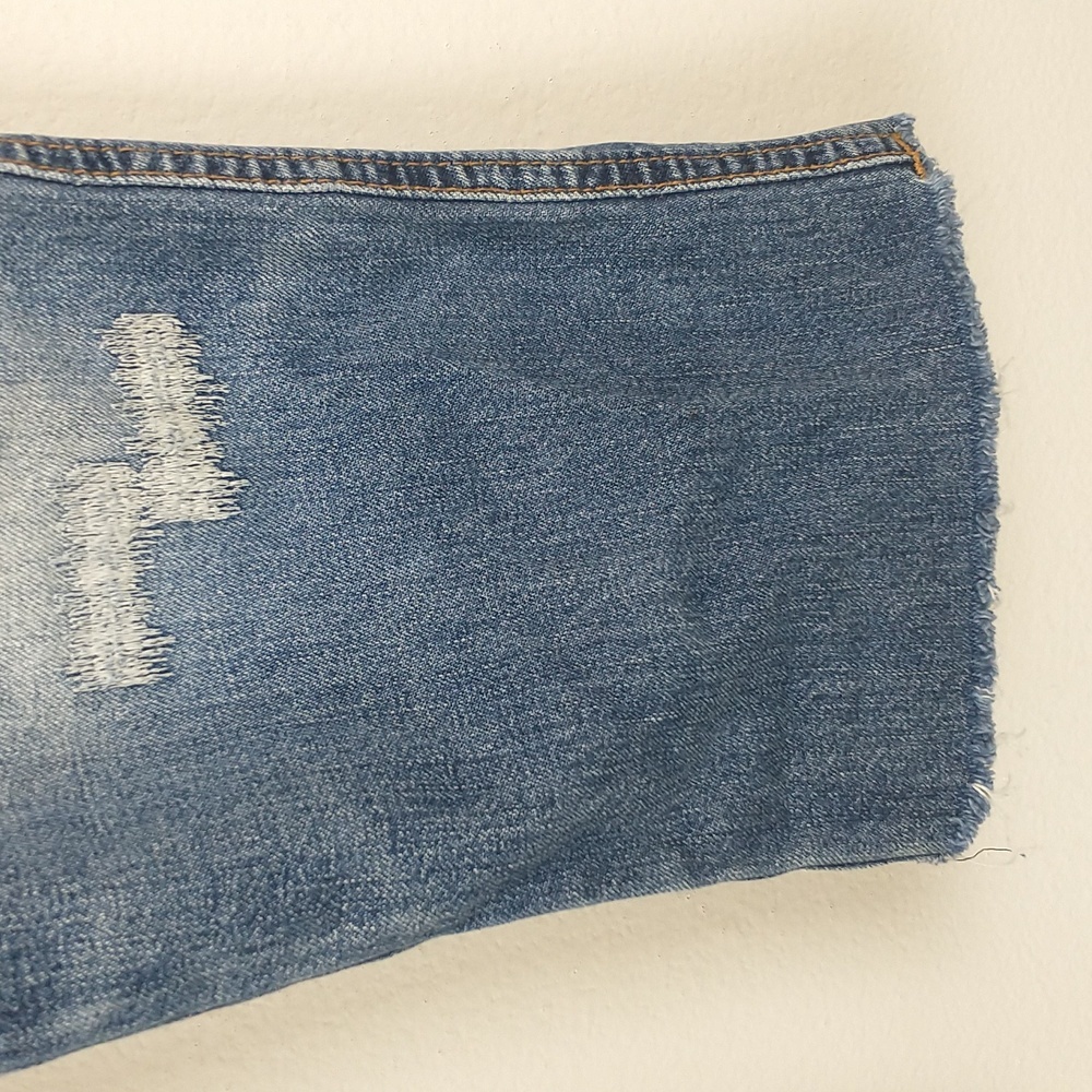 Y2K Vintage Abercrombie & Fitch Womens Cut Off Raw Waist Crop Button Fly Jeans 4 - Picture 5 of 13